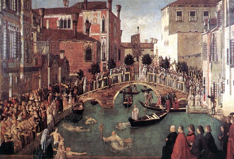 BELLINI, Gentile Miracle of the Cross at the Bridge of S. Lorenzo oil painting picture